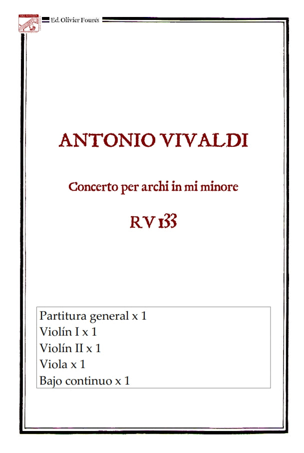 RV 133 Concerto per archi in mi minore