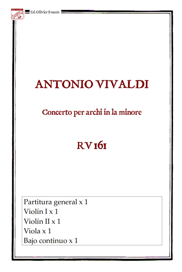 RV 161 Concerto per archi in la minore