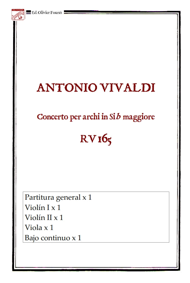 RV 165 Concerto per archi in Sib maggiore
