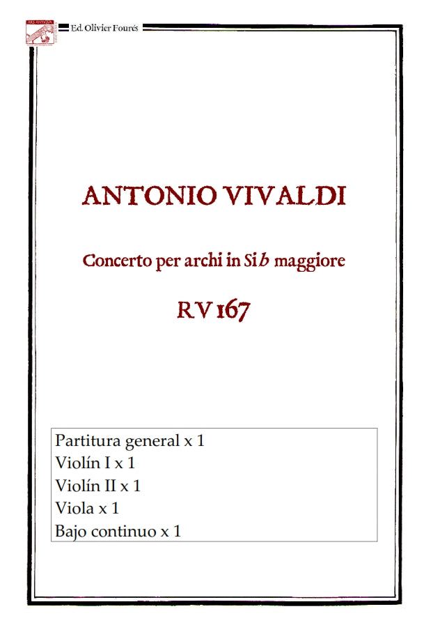 RV 167 Concerto per archi in Sib maggiore