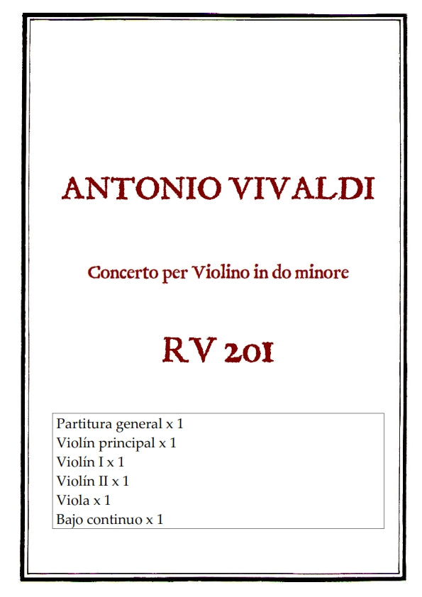 RV 201 Concerto per Violino in do minore