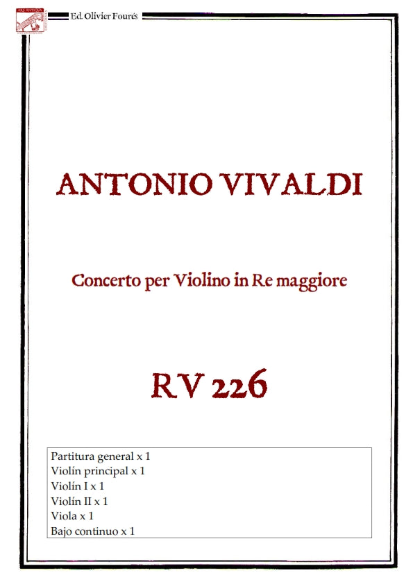 RV 226 Concerto per Violino in Re maggiore