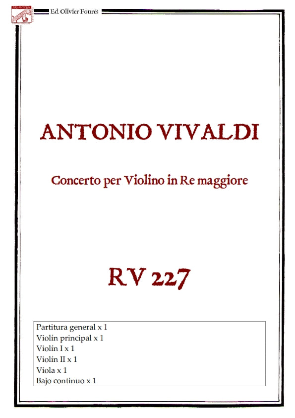 RV 227 Concerto per Violino in Re maggiore