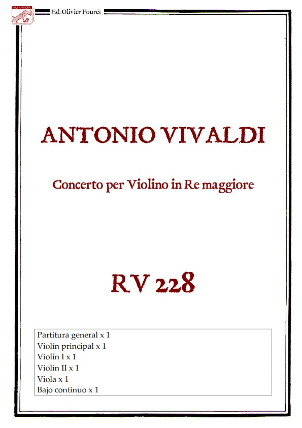 RV 228 Concerto per Violino in Re maggiore