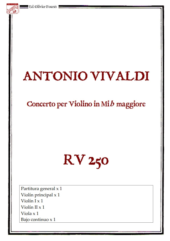 RV 250 Concerto per Violino in Mib maggiore