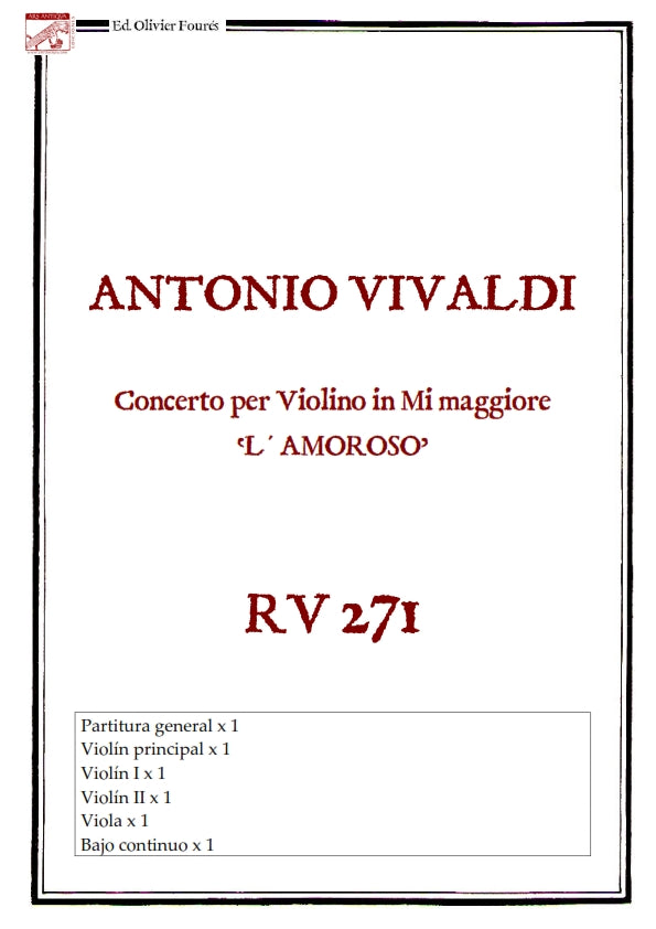 RV 271 Concerto per Violino in Mi maggiore -L´AMOROSO-