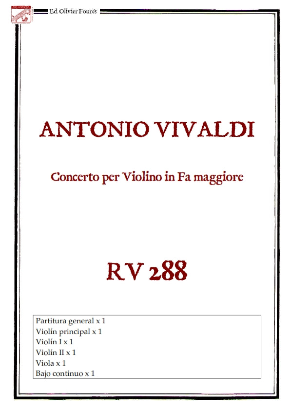 RV 288 Concerto per Violino in Fa maggiore