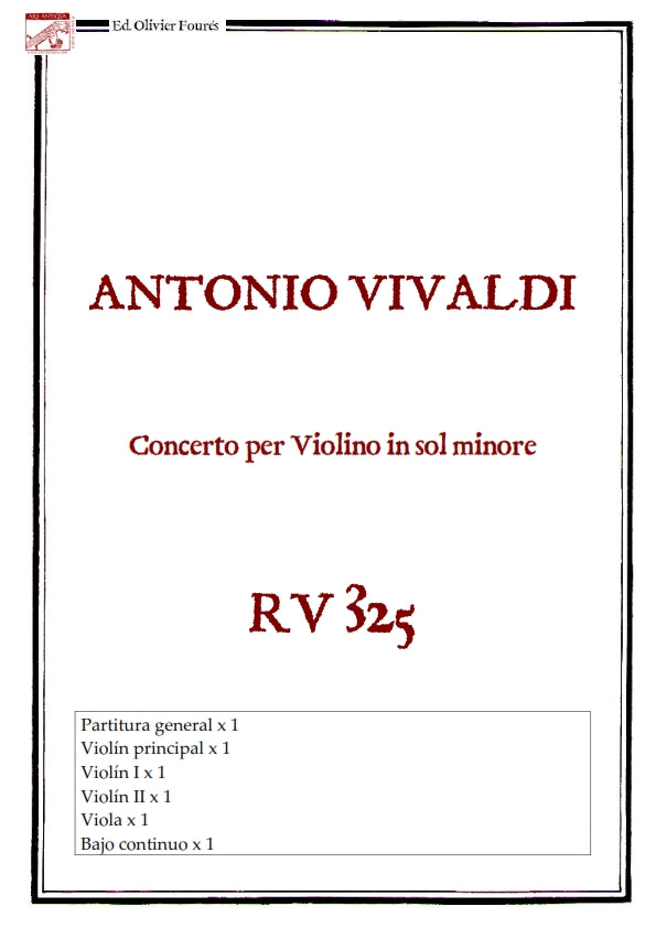 RV 325 Concerto per Violino in sol minore