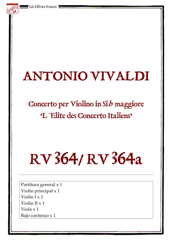 RV 364 - RV 364a Concerto per Violino in Sib maggiore -L´Elite des Concerto Italiens-