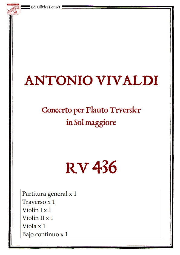 RV 436 Concerto per Flauto Traversier in Sol maggiore