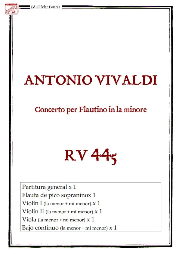 RV 445 Concerto per Flautino in la minore