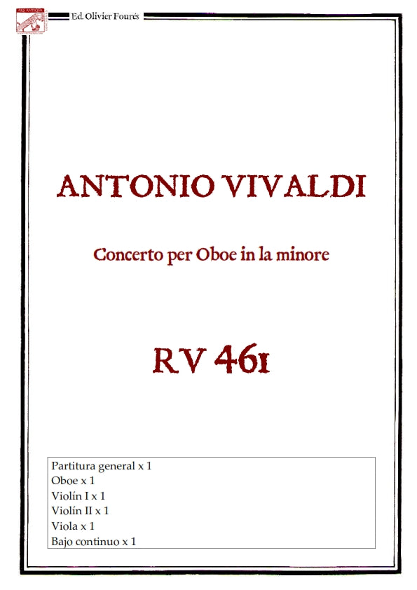 RV 461 Concerto per Oboe in la minore