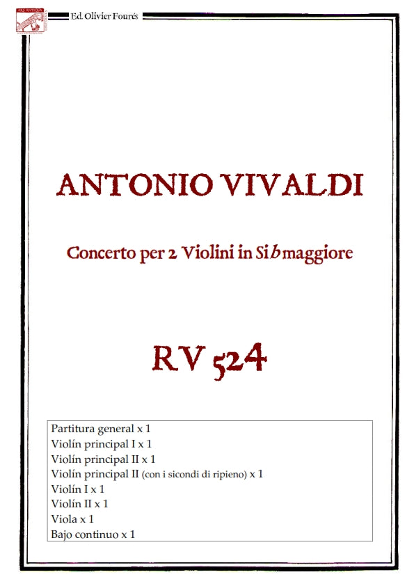 RV 524 Concerto per 2 Violini in Si-b maggiore