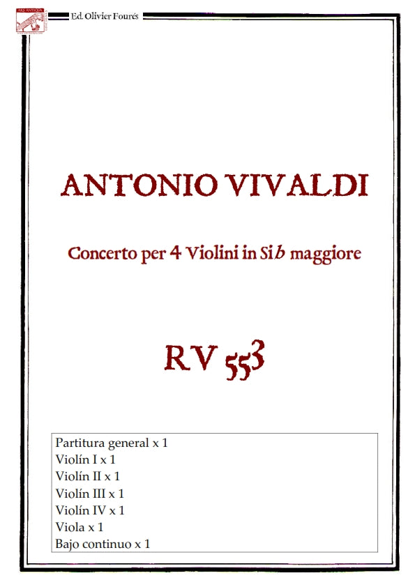 RV 553 Concerto per 4 Violini in Si-b maggiore