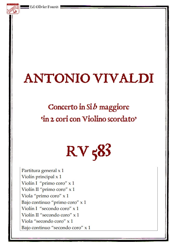 RV 583 Concerto per Violino in SI-b maggiore -in 2 cori con Violino scordato-