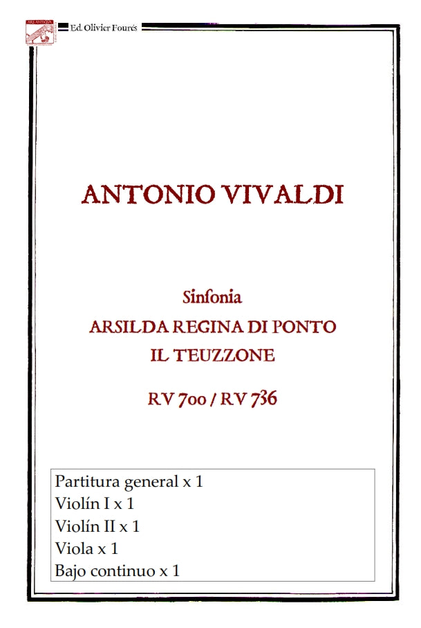 Sinfonia di ARSILDA, REGINA DI PONTO / TEUZZONE (RV700-RV736)
