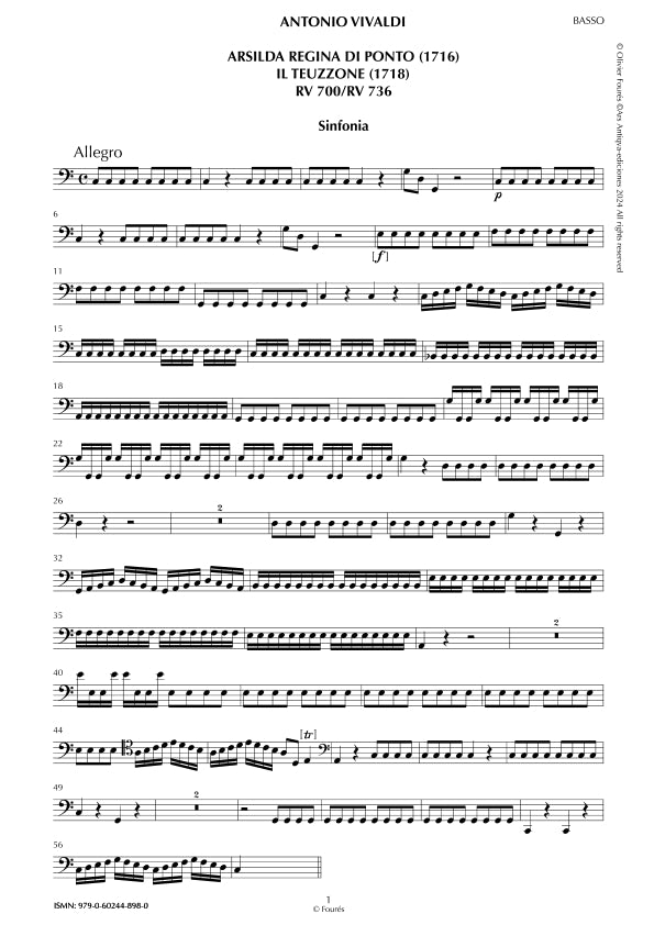 Sinfonia di ARSILDA, REGINA DI PONTO / TEUZZONE (RV700-RV736)