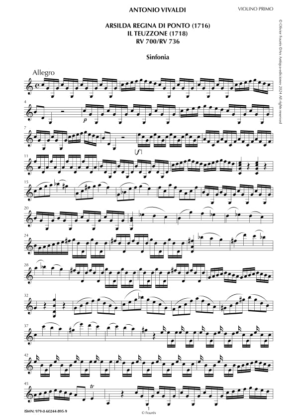 Sinfonia di ARSILDA, REGINA DI PONTO / TEUZZONE (RV700-RV736)