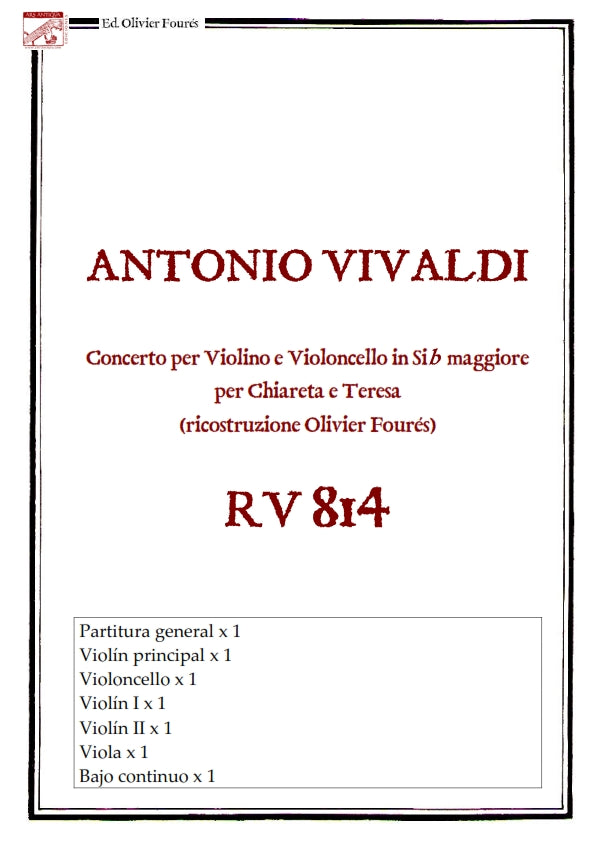 RV 814 Concerto per Violino e Violoncello in Si-b maggiore per Chiareta e Teresa