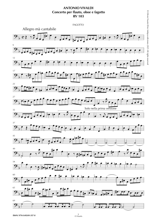 RV 103 Concerto per Flauto, Oboè e Fagotto in sol minore