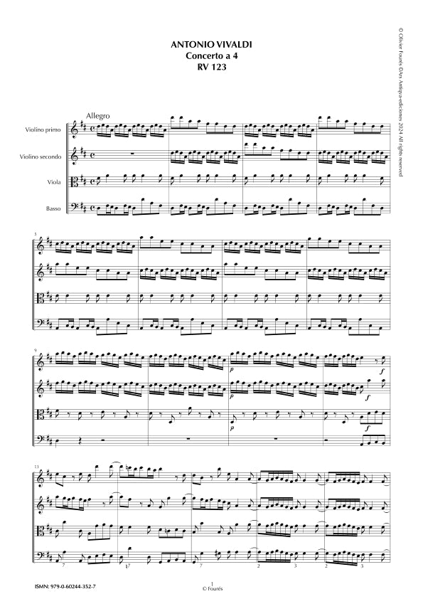 RV 123 Concerto per archi in Re maggiore
