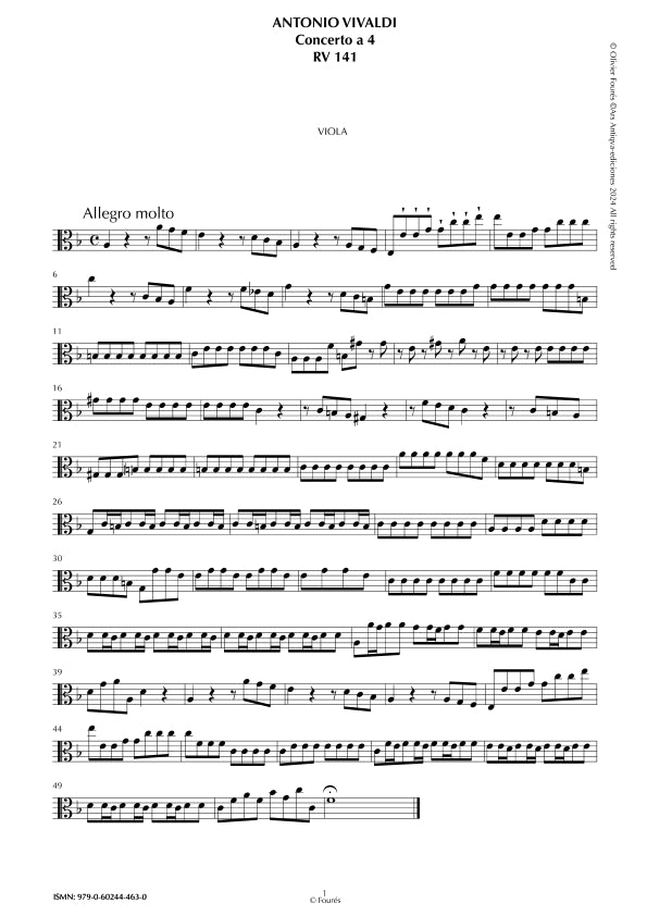 RV 141 Concerto per archi in Fa maggiore