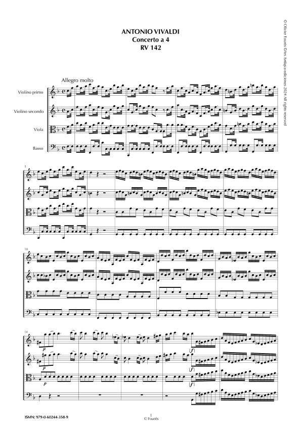 RV 142 Concerto per archi in Fa maggiore