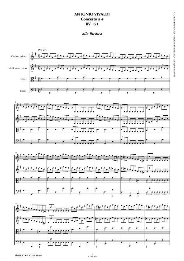 RV 151 Concerto per archi in Sol maggiore -ALLA RUSTICA-