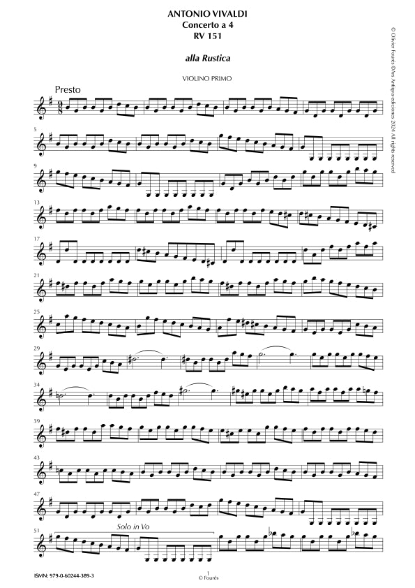 RV 151 Concerto per archi in Sol maggiore -ALLA RUSTICA-