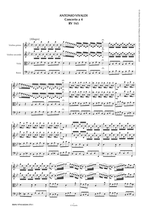 RV 165 Concerto per archi in Sib maggiore