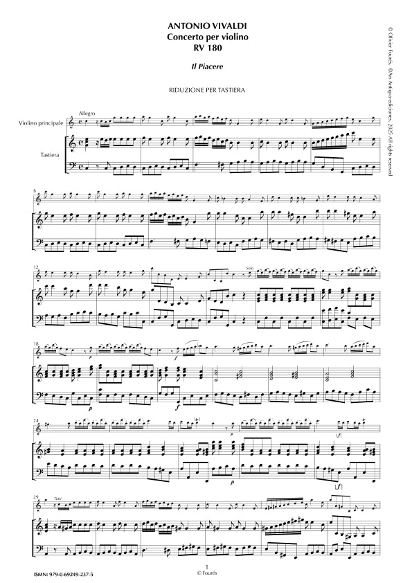 RV 180 Concerto per Violino in Do maggiore -IL PIACERE- "Il Cimento dell´Armonia e dell´Invenzione" opera ottava N.VI