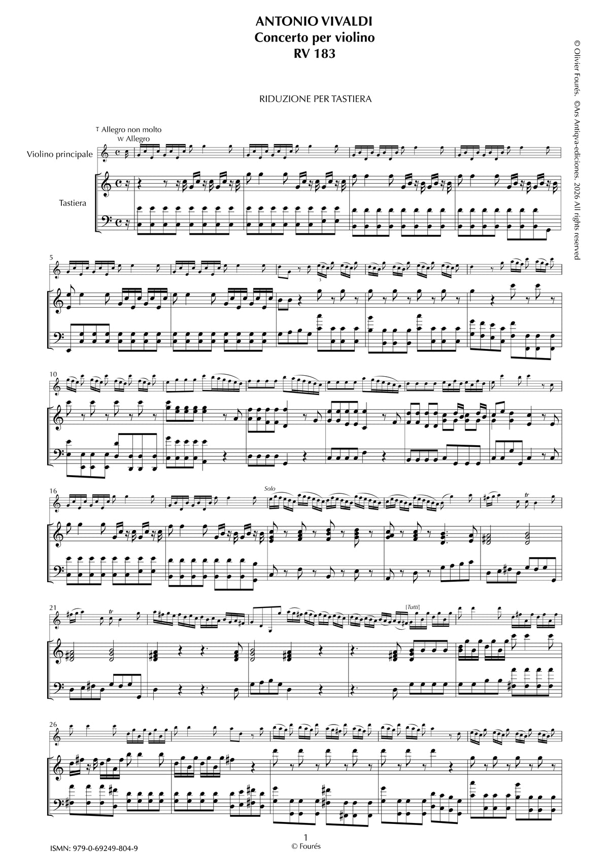RV 183 Concerto per Violino in Do maggiore