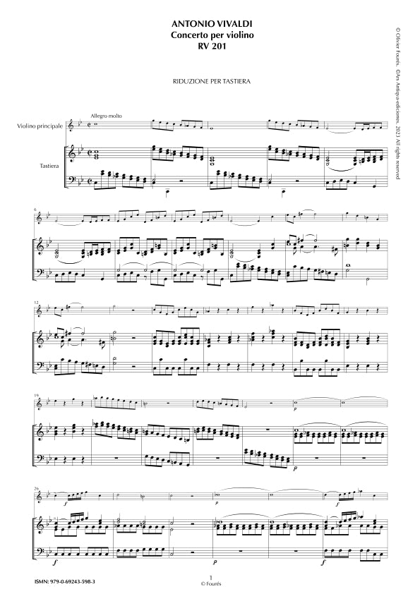 RV 201 Concerto per Violino in do minore