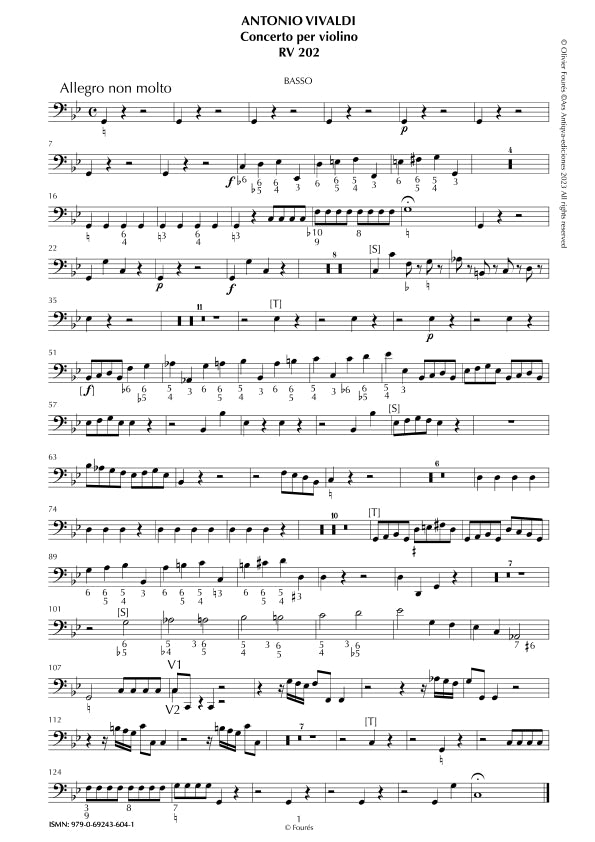 RV 202 Concerto per Violino in do minore. Opera Undecima N.V