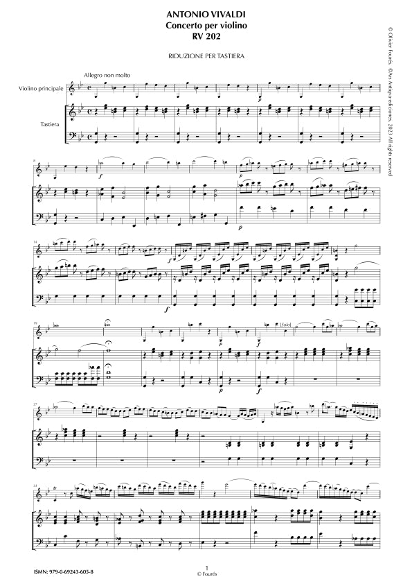 RV 202 Concerto per Violino in do minore. Opera Undecima N.V