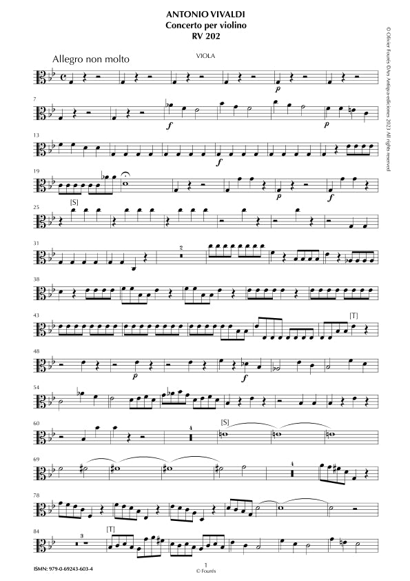 RV 202 Concerto per Violino in do minore. Opera Undecima N.V