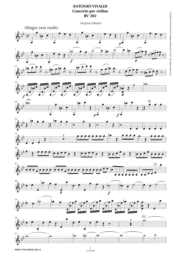 RV 202 Concerto per Violino in do minore. Opera Undecima N.V
