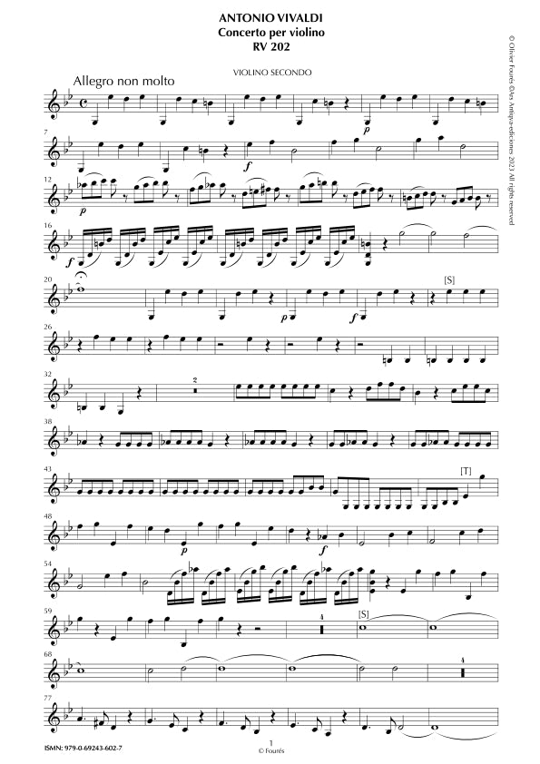 RV 202 Concerto per Violino in do minore. Opera Undecima N.V
