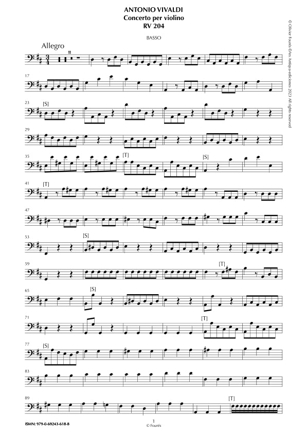 RV 204 Concerto per Violino in Re maggiore "La Stravaganza" opera quarta N.XI