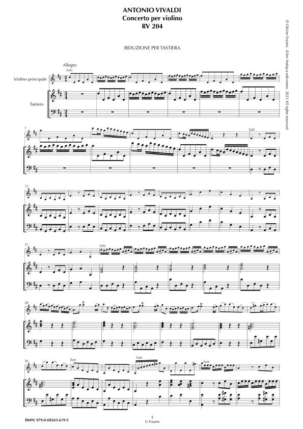 RV 204 Concerto per Violino in Re maggiore "La Stravaganza" opera quarta N.XI