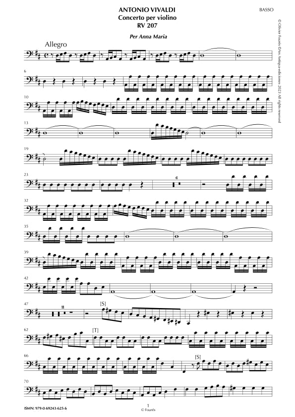RV 207 Concerto per Violino in Re maggiore "per Anna Maria". Opera Undecima N.I