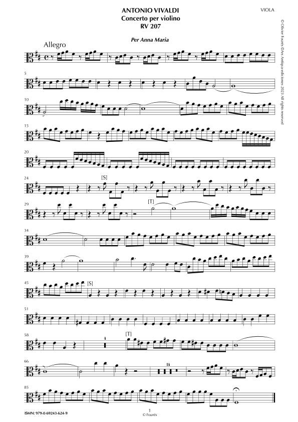 RV 207 Concerto per Violino in Re maggiore "per Anna Maria". Opera Undecima N.I