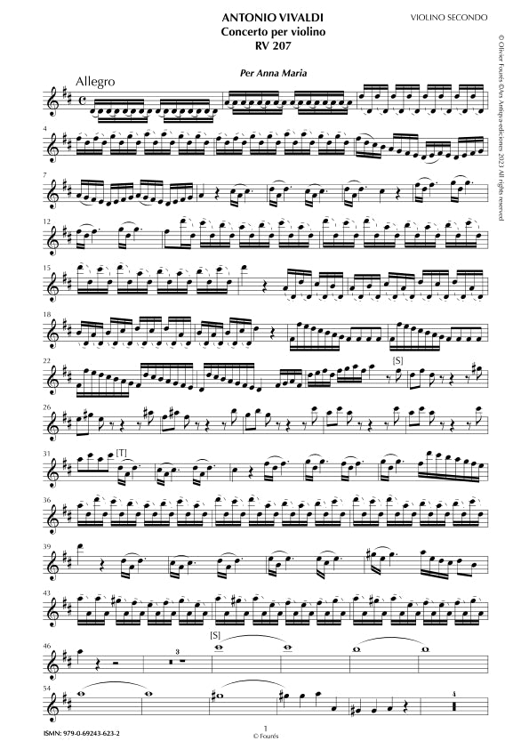 RV 207 Concerto per Violino in Re maggiore "per Anna Maria". Opera Undecima N.I