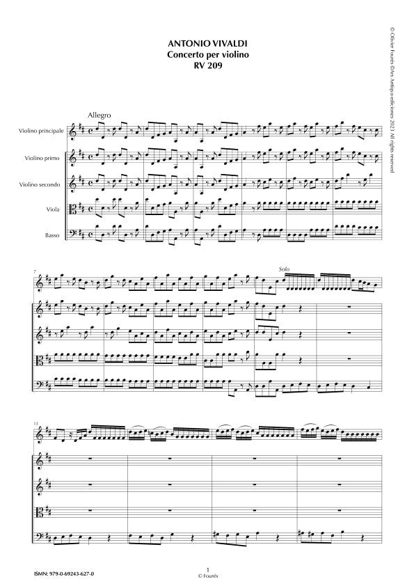 RV 209 Concerto per Violino in Re maggiore
