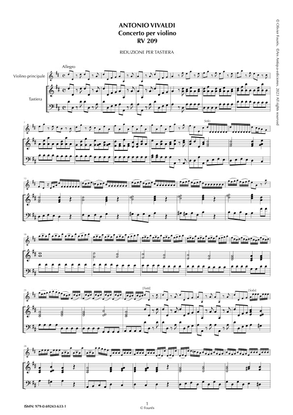 RV 209 Concerto per Violino in Re maggiore