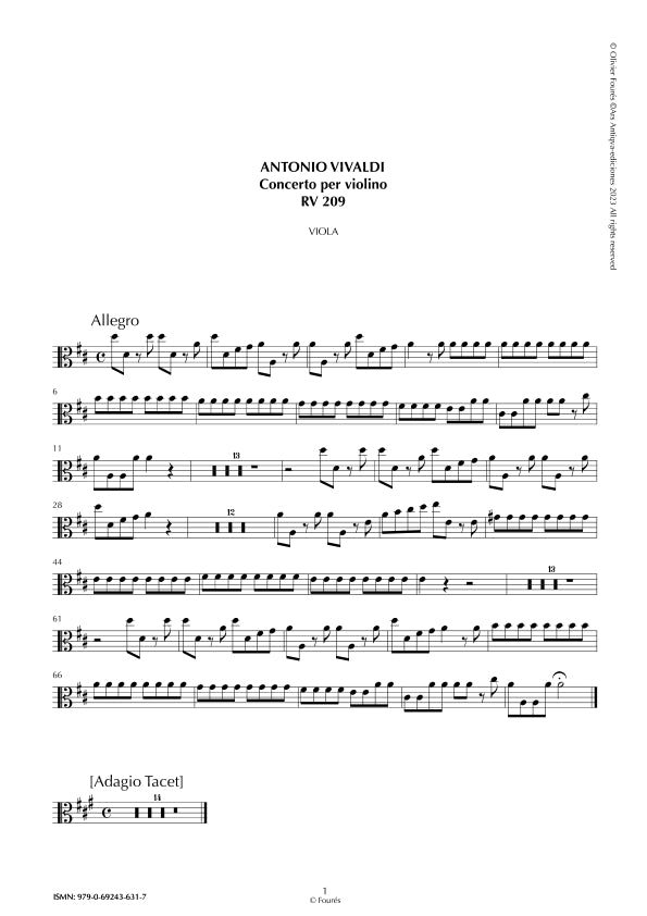 RV 209 Concerto per Violino in Re maggiore