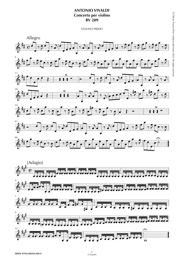 RV 209 Concerto per Violino in Re maggiore