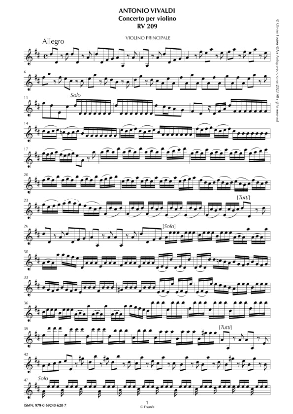 RV 209 Concerto per Violino in Re maggiore