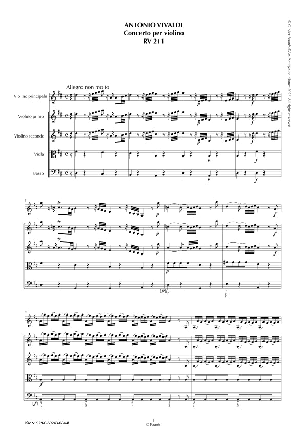 RV 211 Concerto per Violino in Re maggiore