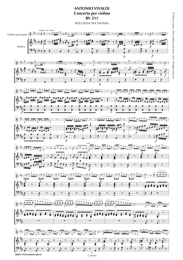 RV 211 Concerto per Violino in Re maggiore